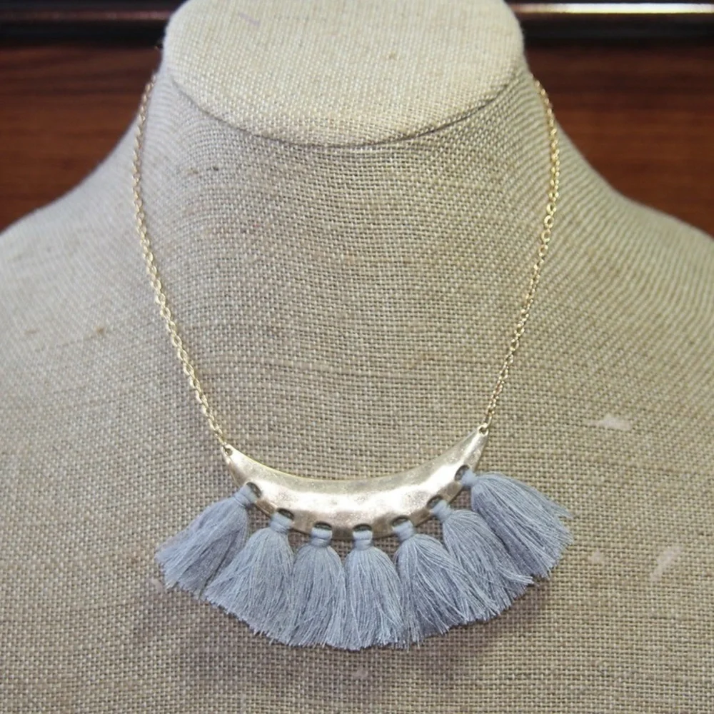 Plunder | Leticia Necklace Gold/Tassels Shabby Chic 20”